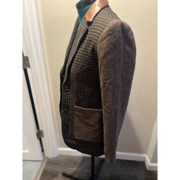 Tweed + Faux Leather + Wool Beige, Navy, Tan + Brown Multi-Fabric Academia Overs - Picture 7 of 9